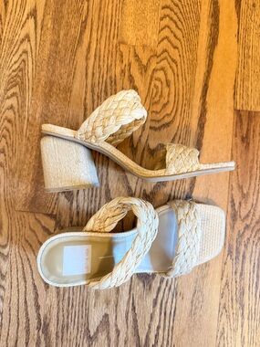 Dolce Vita Braided Straw Slide Mules in Natural